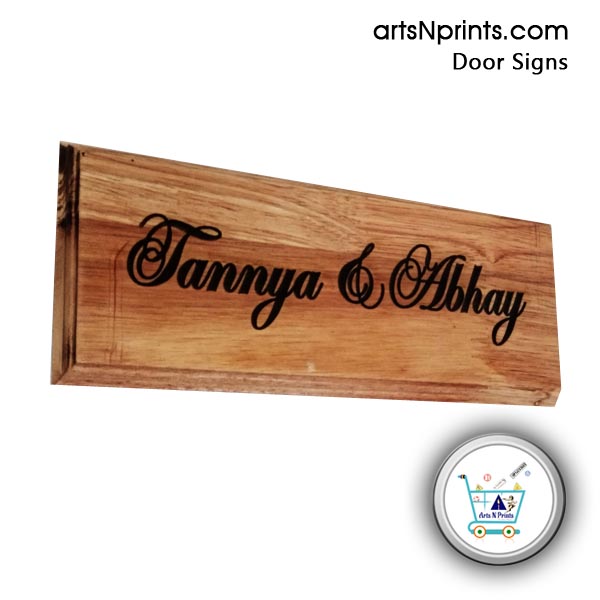 Couple name plate for door wooden engraved from kerala_artsnprints