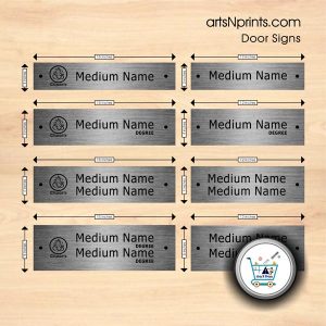 Stainless Steel Engraved Door Name Plates standard size with degree and cliparts