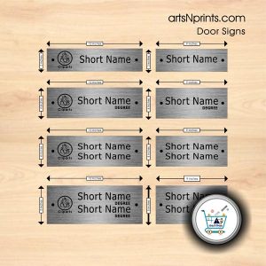 SS engraved door name plates standard sizes for short names