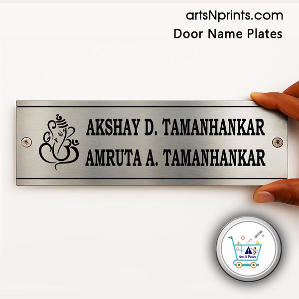 CG order online Steel SS Engrave Door Name Plates by artsNprints door delivery across Chandogarh and India no cash on delivery