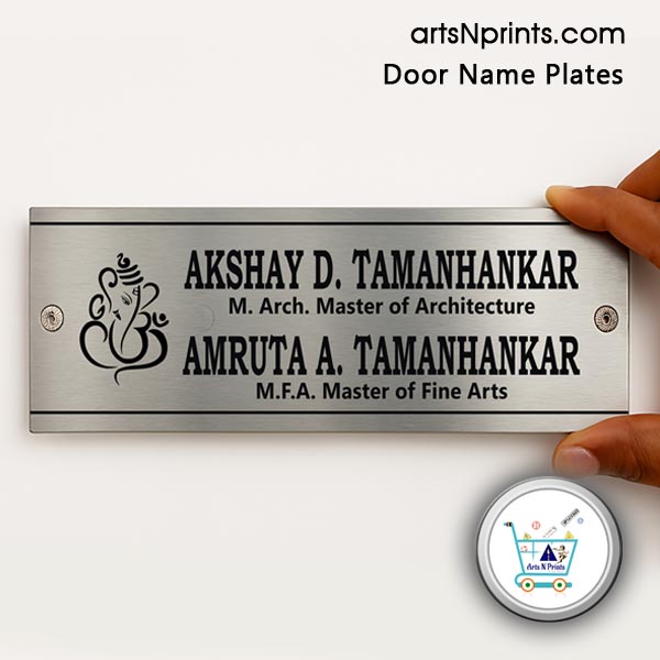 GA order online Steel SS Engrave Door Name Plates by artsNprints door delivery across North Goa South Goa and India no cash on delivery