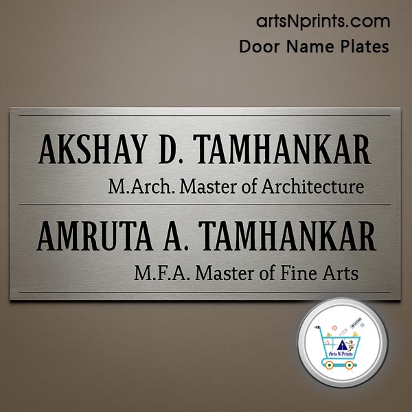 SK order online Steel SS Engrave Door Name Plates by artsNprints door delivery across Gangtok Gyalshing Mangan Namchi Pakyong Sikkim and India no cash on delivery