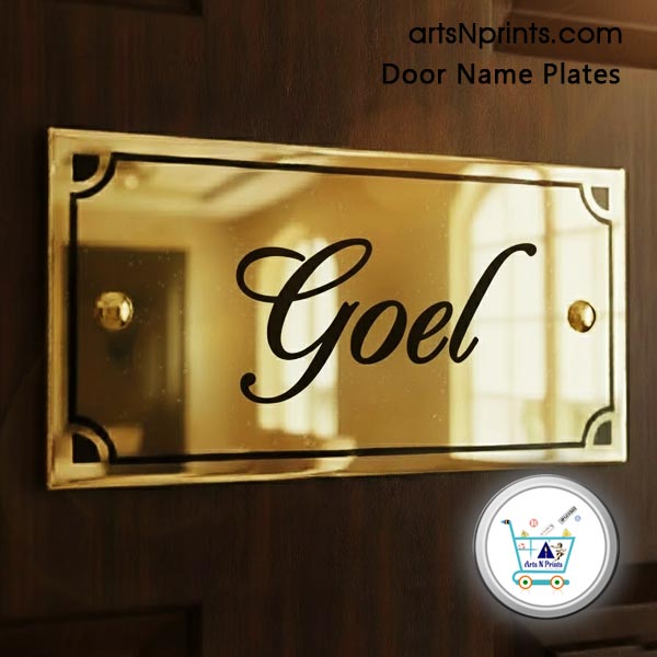 Traditional Indian brass door name plate