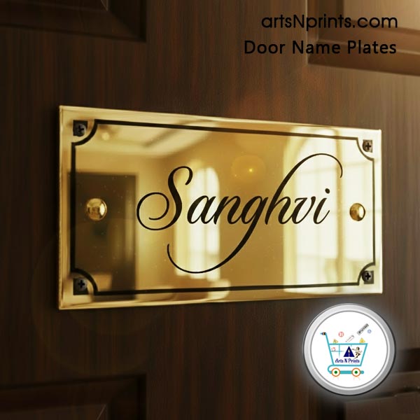 Luxury brass name plate for villa entrance